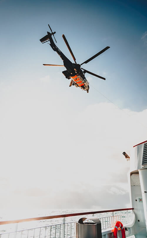 Helicopter in flight